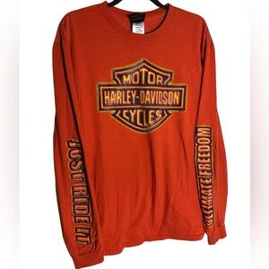 Harley Davidson San Jose California long sleeve T shirt size Large Orange